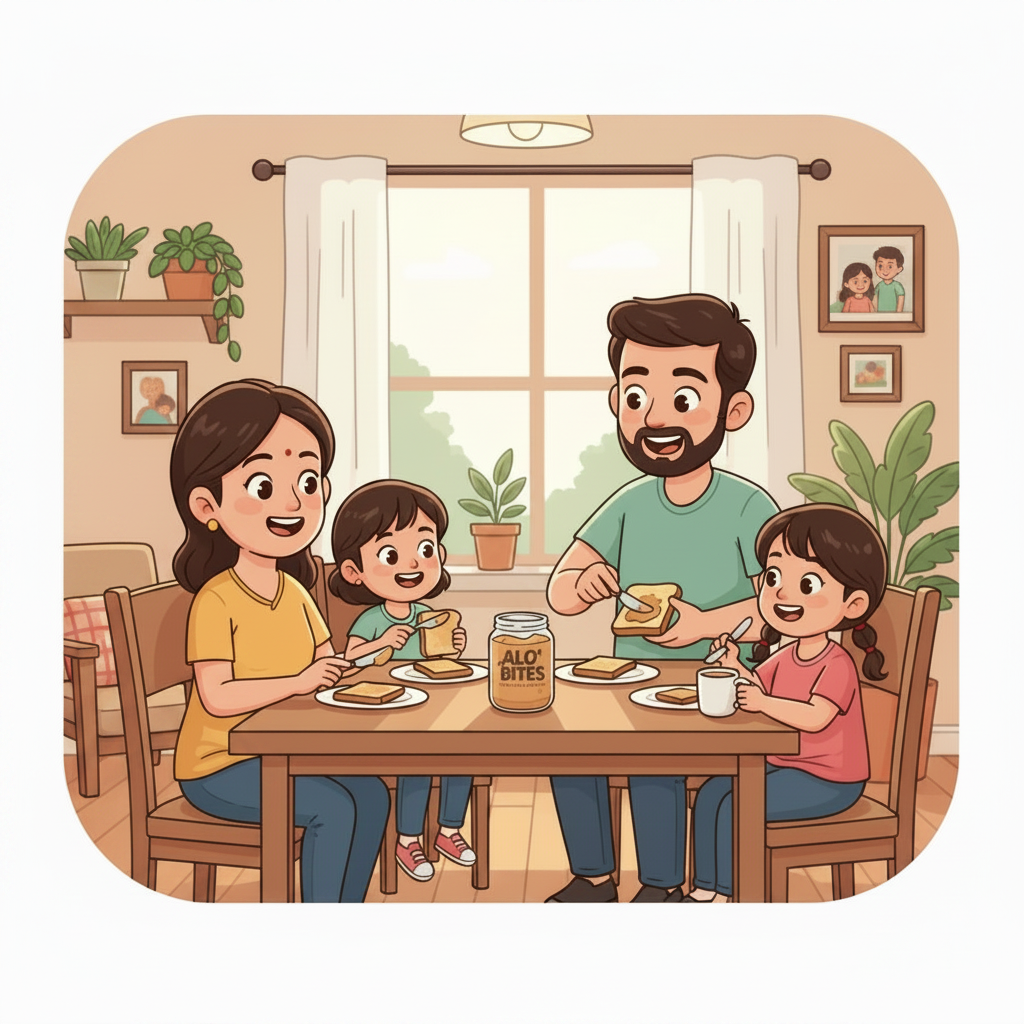 Scene 2 - Family enjoys peanut butter together
